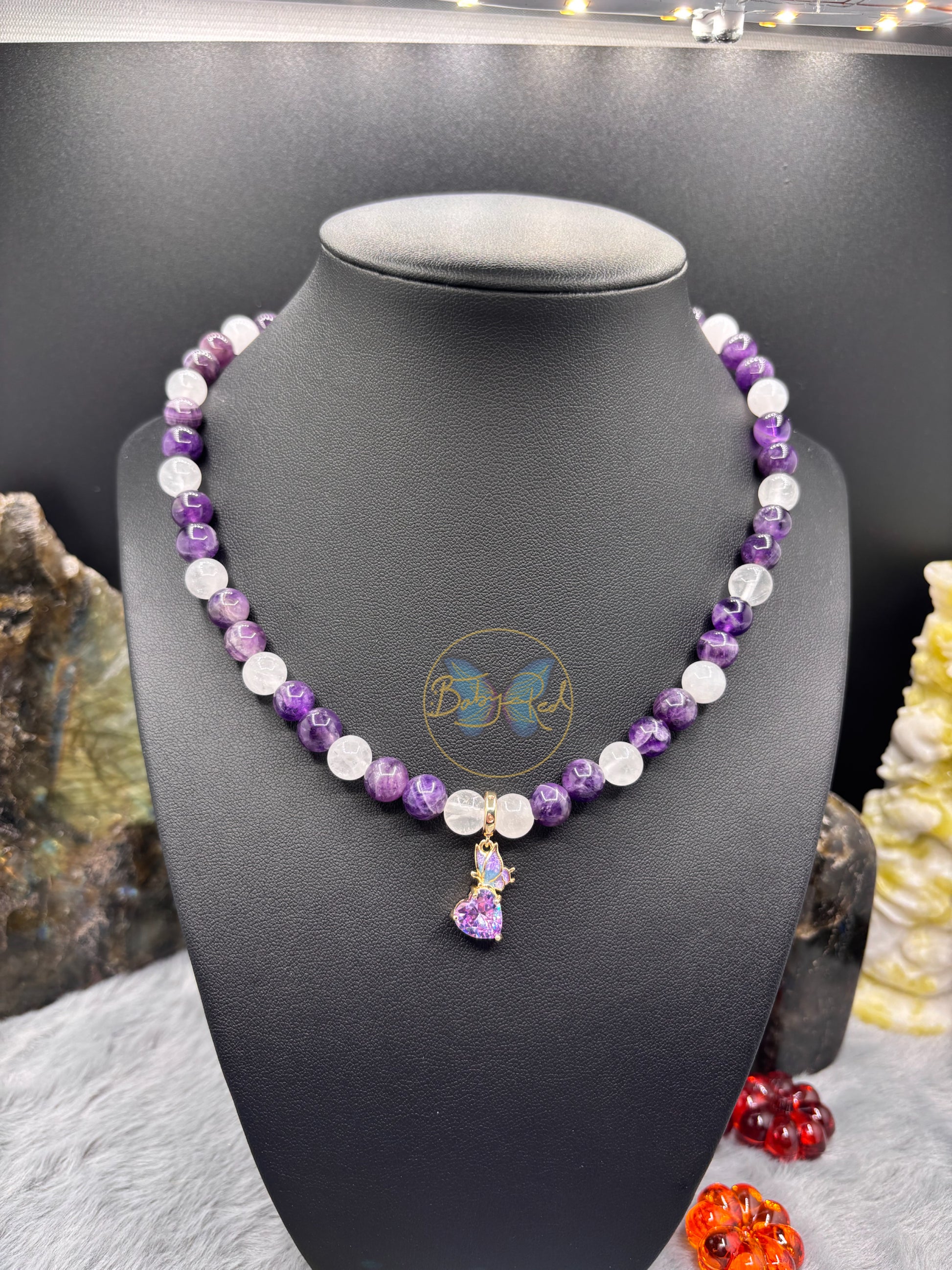 White Jade & Dream Amethyst