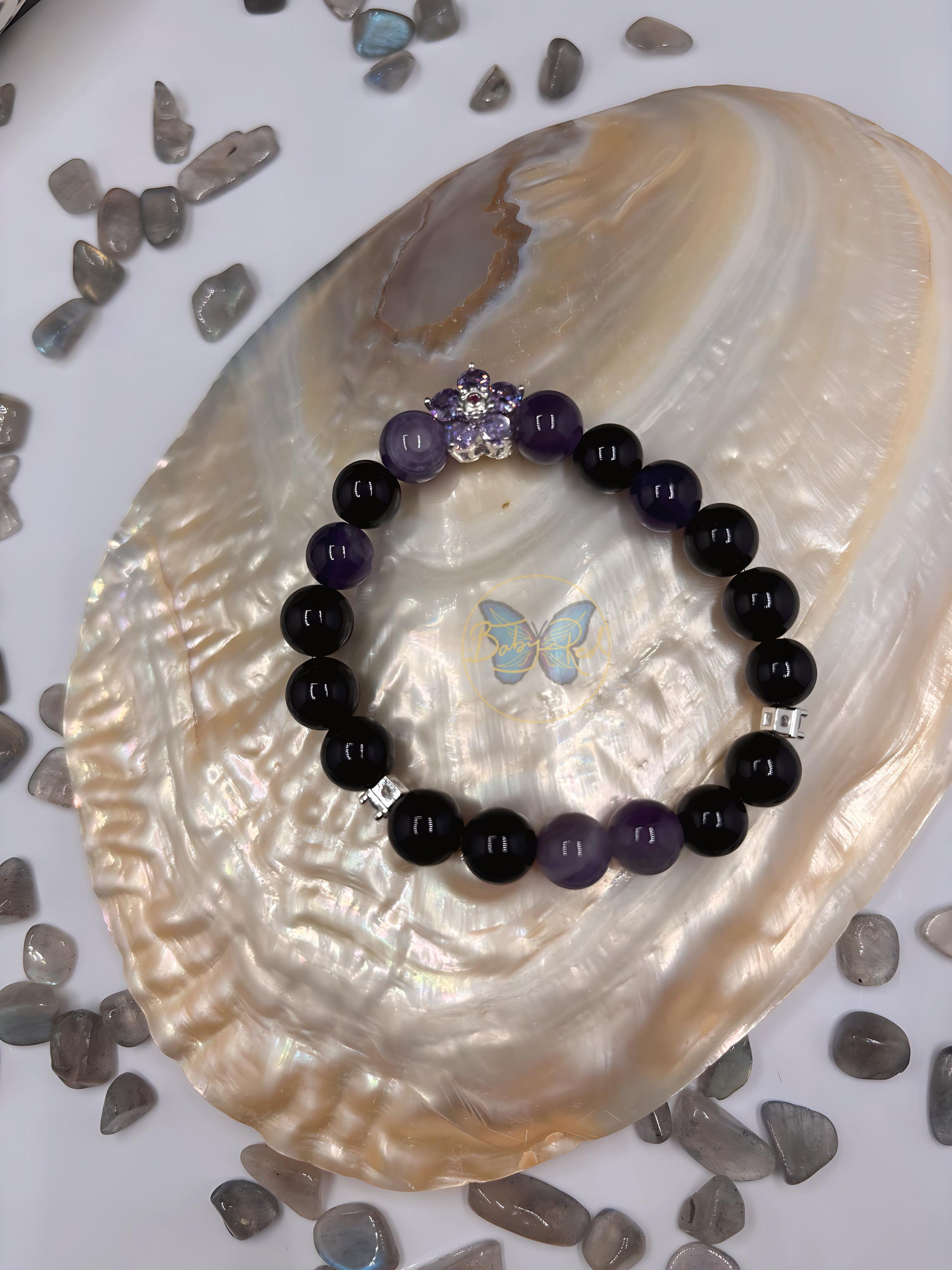 Amethyst with Purple Flower